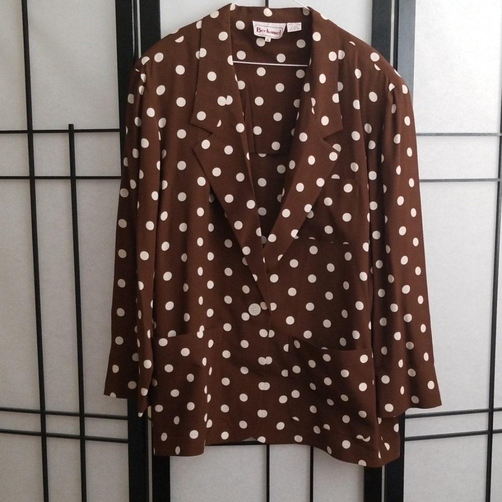 Bechamel Vintage Brown Polka Dot Blazer size XL